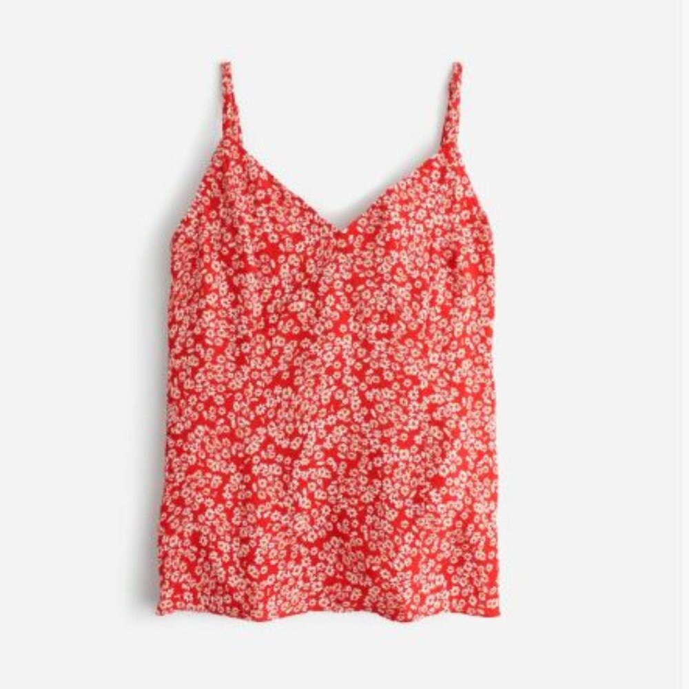 NWT Madewell:  V-Neck Cami Tank in Floral, Size 14, Red Ditsy